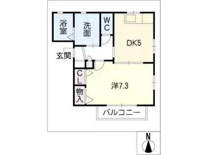 アンビシオン柳戸(1DK/2階)の間取り写真