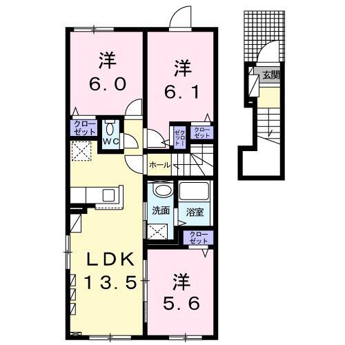 ランパスキャット(3LDK/2階)の間取り写真