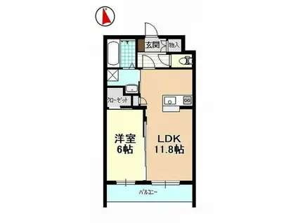 棒屋第17住吉ハイツ(1LDK/4階)の間取り写真