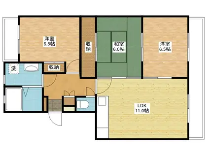 サンビレッジ(3LDK/3階)の間取り写真