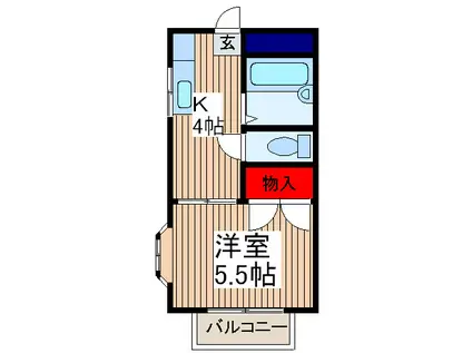 メゾンジュネス(1K/2階)の間取り写真