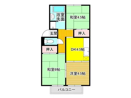 狩野ハイツ(3DK/1階)の間取り写真