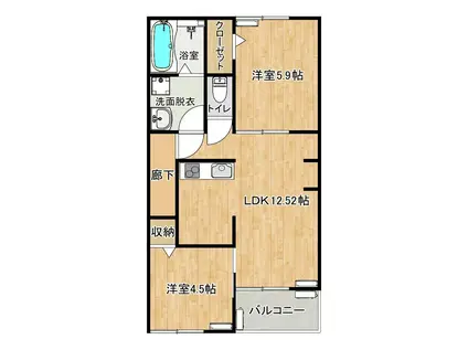 AFC RESIDENCE 鳥之瀬(2LDK/2階)の間取り写真