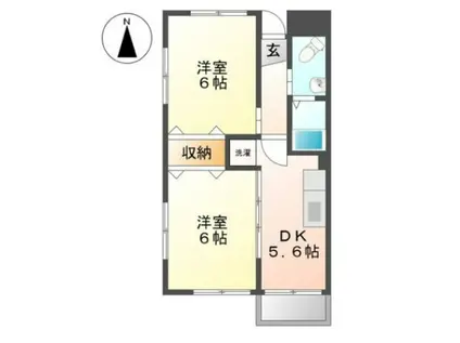 市川ビル(2K/2階)の間取り写真