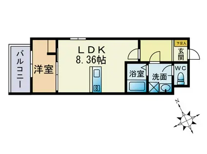 アルバステラ祇園(1LDK/1階)の間取り写真