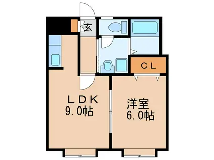 橦木ビル(1LDK/5階)の間取り写真