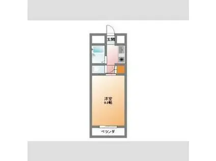 グランパスII(1K/2階)の間取り写真