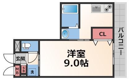 エクレール上小阪(1K/1階)の間取り写真