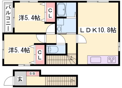 ネットハイツI(2LDK/2階)の間取り写真