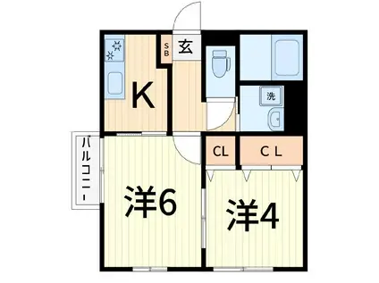 ウィングM(2K/2階)の間取り写真