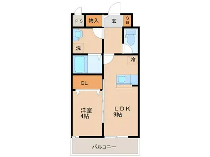 サニーヒル旗崎(1LDK/3階)の間取り写真