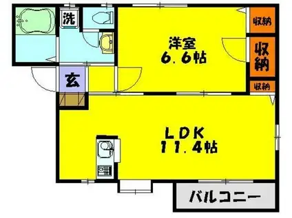 グラン・シャン(1LDK/1階)の間取り写真