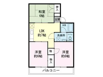 ソワサント大岡(3DK/1階)の間取り写真