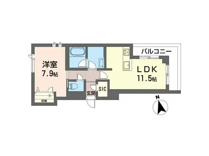 カルチャリスタ ガーデン(1LDK/2階)の間取り写真