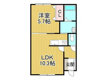イーストワン(1LDK/3階)の間取り写真