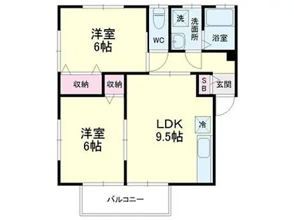 クラウンハイツN(2DK/2階)の間取り写真