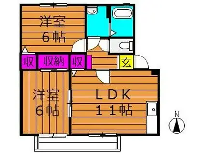 ビアン連島(2LDK/2階)の間取り写真