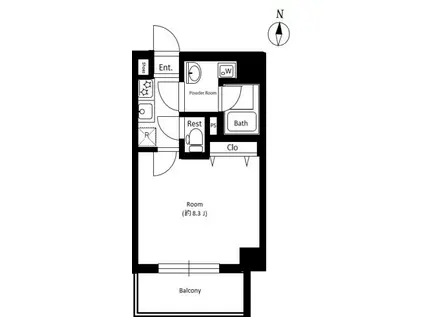 メイクスデザイン住吉(1K/3階)の間取り写真