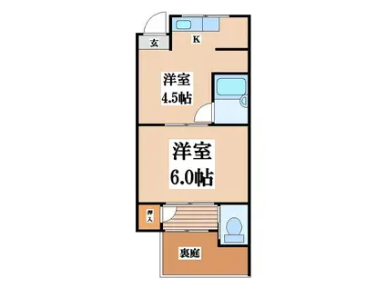 近鉄奈良線 枚岡駅 徒歩1分 2階建 築62年(2K/1階)の間取り写真
