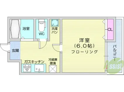 インペリアル長命(1K/4階)の間取り写真