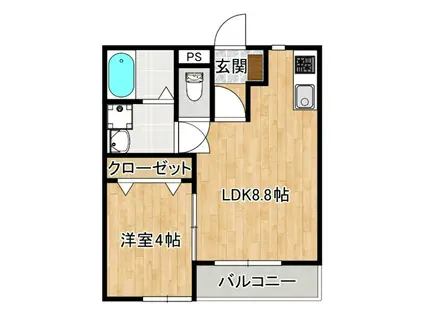 アーチェロ木風(1LDK/1階)の間取り写真