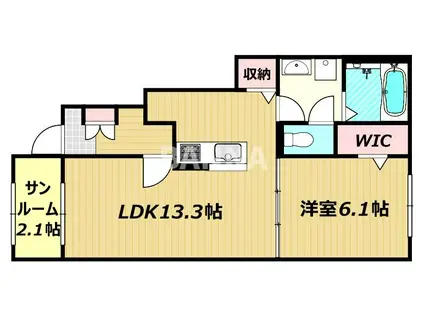 ニューライズT B(1LDK/1階)の間取り写真