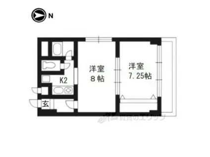 ステーションコートヤード(2K/9階)の間取り写真