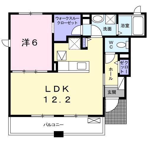ブルックヒルズIV(1LDK/1階)の間取り写真