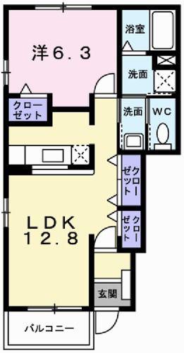 ピエ・デル・モンテII(1LDK/1階)の間取り写真