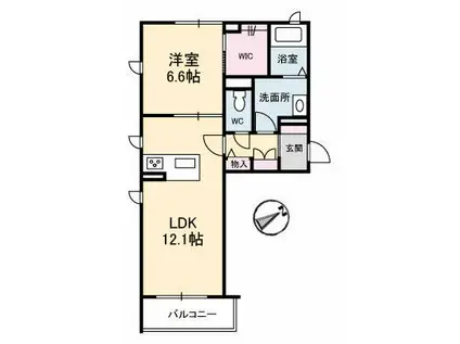 ヴァンヴェール緑井II(1LDK/2階)の間取り写真
