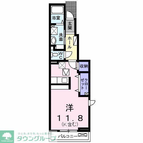 ハーモニー M(ワンルーム/1階)の間取り写真