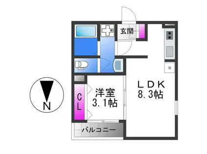FSTYLE藤井寺道明寺1号館(1LDK/1階)の間取り写真