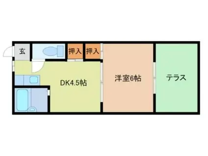 ハウザー高松(1DK/1階)の間取り写真