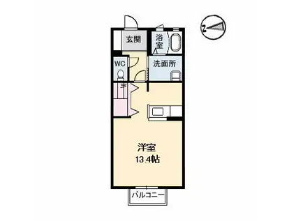 GOOD WELL 西町(ワンルーム/1階)の間取り写真