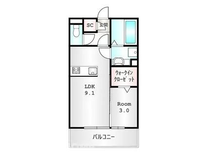 LA MAISON 本町(1LDK/1階)の間取り写真