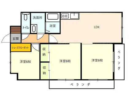 プランドール矢原(3LDK/1階)の間取り写真