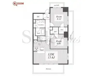 ロイヤルパークスERささしま(2LDK/9階)の間取り写真