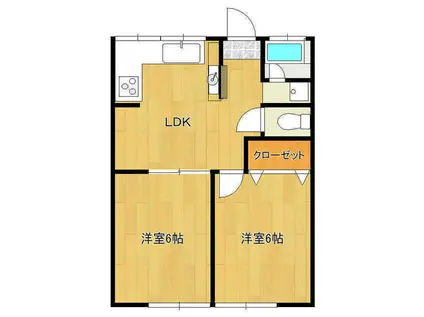 グレイス自由ヶ丘(2LDK/1階)の間取り写真