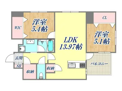 ティマー・レジデンシティ塚口(2LDK/4階)の間取り写真