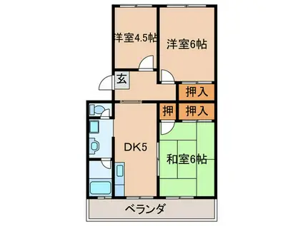 福弥マンション(3DK/3階)の間取り写真