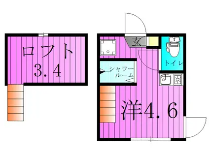 ハーモニーテラス千住東Ⅱ(ワンルーム/2階)の間取り写真