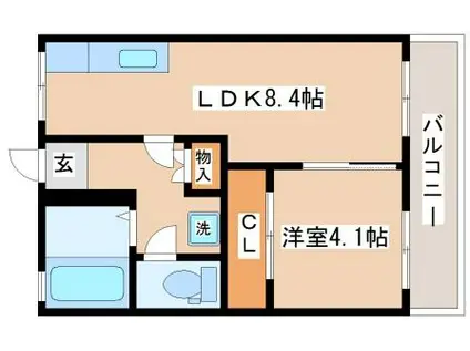 美山台ハイツ(1LDK/1階)の間取り写真