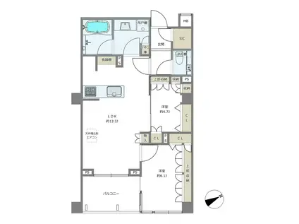 ザ・パークハウス山王蘇峰公園(2LDK/1階)の間取り写真