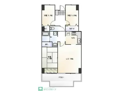 ロイヤルステージ弥生台(3LDK/2階)の間取り写真