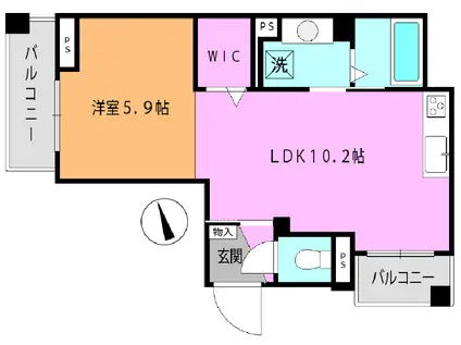 CASA MONTE(1LDK/3階)の間取り写真