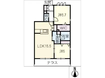 BAMBOO DEUX(2LDK/1階)の間取り写真