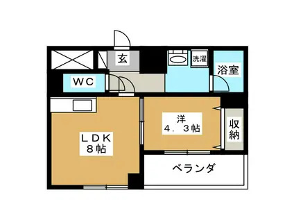 ハイリード・セイフウ(1LDK/2階)の間取り写真