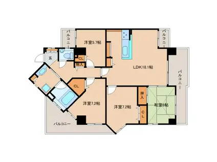 ローレルスクエア木津川台第II期14番館(4LDK/11階)の間取り写真