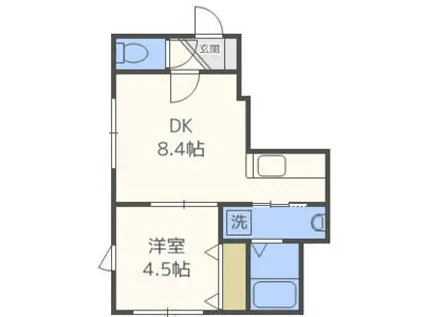 クラウディア山の手(1DK/1階)の間取り写真