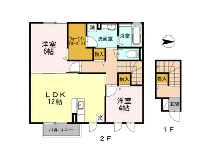 グリーンコートHII(2LDK/2階)の間取り写真